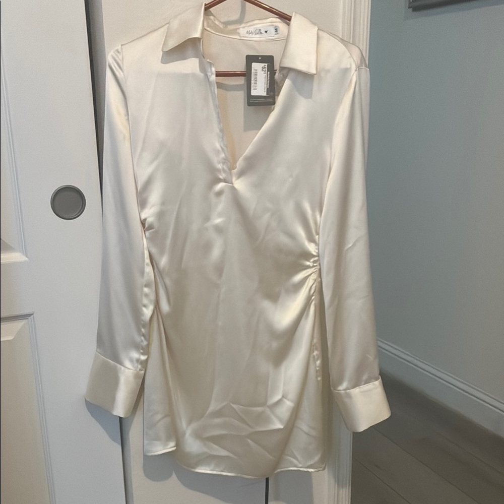 Elegant Cream Satin Dress